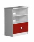 Gela Two Shelf And One Drawer Unit White With Red Details