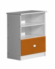Gela Two Shelf And One Drawer Unit White With Orange Details