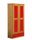 Verona 2 Door Wardrobe With Drawer Antique With Red Details