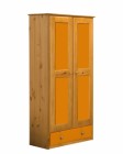 Verona 2 Door Wardrobe With Drawer Antique With Orange Details
