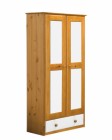 Verona 2 Door Wardrobe With Drawer Antique With White Details