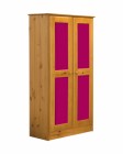 Verona 2 Door Wardrobe Antique With Fuschia Details