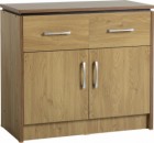 Charles 2 Door 2 Drawer Sideboard in Oak Effect Veneer with Walnut Trim