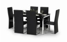 Tempo Chrome and Black Glass 4 Chair Dining Set