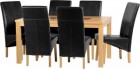 Wexford 59 inch Dining Set - G1 in Oak Veneer/Walnut Inlay/Black Faux Leather