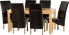 Wexford 59 inch Dining Set - G1 in Oak Veneer/Walnut Inlay/Expresso Brown Faux Leather