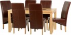 Wexford 59 inch Dining Set - G1 in Oak Veneer/Walnut Inlay/Mid Brown Faux Leather