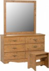 Cairo 6 Drawer Dressing Table Set in Dark Kennedy Pine Effect Veneer