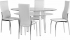 Berkley Dining Set in Clear Glass/Frosted Glass/White/White PVC/Chrome