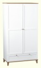 Arcadia 2 Door 1 Drawer Wardrobe in White/Ash Veneer