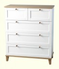 Arcadia 3+2 Drawer Chest in White/Ash Veneer