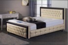 Moonlight Cream Double Bed in Faux Leather