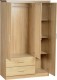 Charles 3 Door 2 Drawer Mirrored Wardrobe in Oak Effect Veneer with Walnut Trim