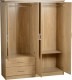 Charles 4 Door 2 Drawer Mirrored Wardrobe in Oak Effect Veneer with Walnut Trim