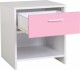 Lollipop 1 Drawer Bedside Cabinet in White/Pink