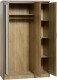 Charles 3 Door All Hanging Wardrobe Oak Effect Veneer with Walnut Trim