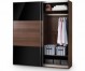 Bergen Sliding Door Wardrobe (Walnut and Black Gloss)