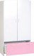 Lollipop 2 Door 1 Drawer Wardrobe in White/Pink