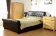 Chester 4 foot 6 inch Sleigh Bed High Foot End in Black Faux Leather